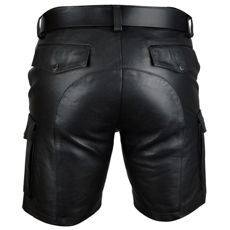 Mens Cargo Shorts Real Leather Club Casual Short